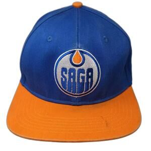 Saga Snapback Hat Blue Orange One Size Adjustable Embroidered Flat Brim